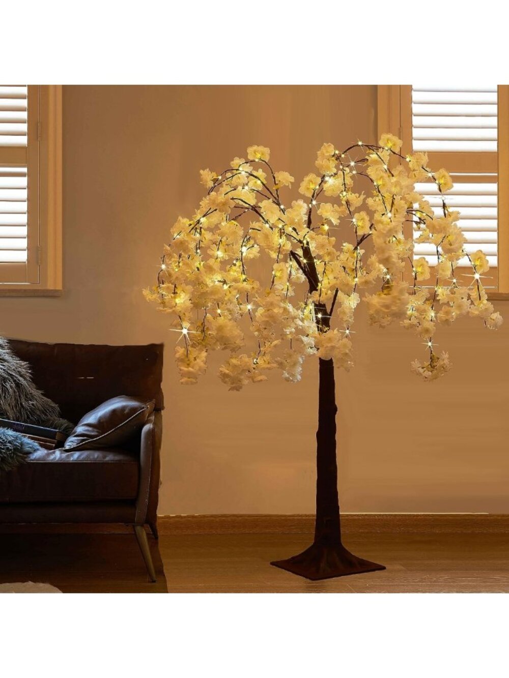 4FT Cherry Blossom Tree with 180 Fairy Lights - Artificial Lighted Decor for